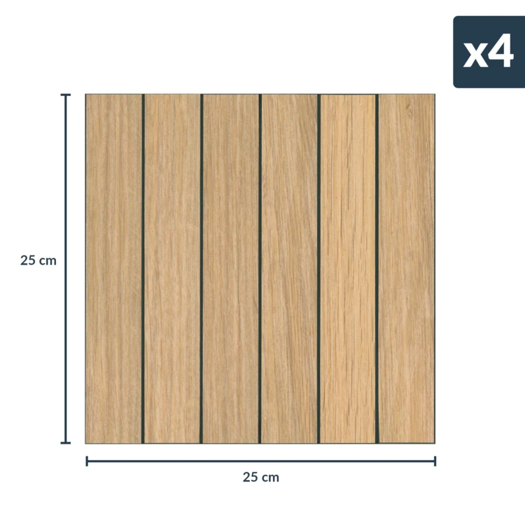 Set van 4 zelfklevende 3D-wandpanelen met houteffect