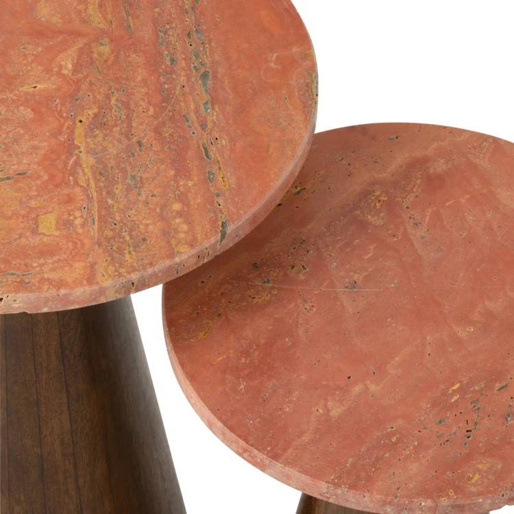 Lot de 2 tables d’appoint en bois effet marbre