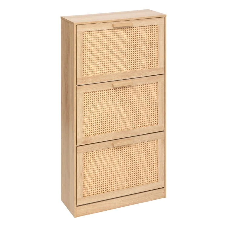 Schuhschrank mit 3 Klappen und Geflechtfronten