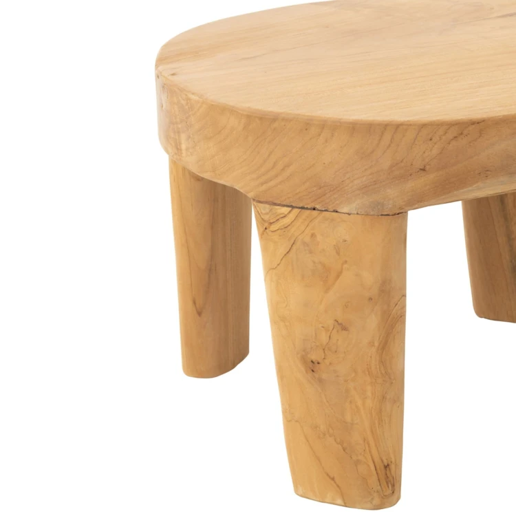 Table basse ronde en teck lot de 2