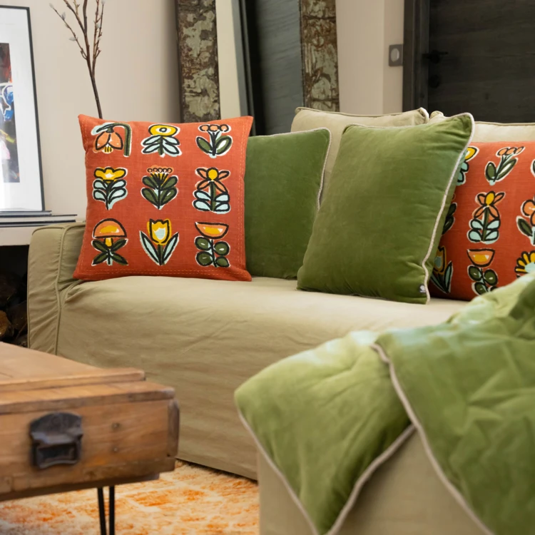 Coussin motif fleur design