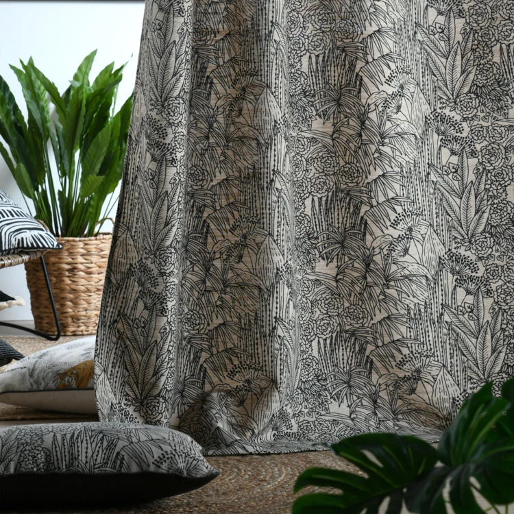 Rideau tamisant motif végétal exotique