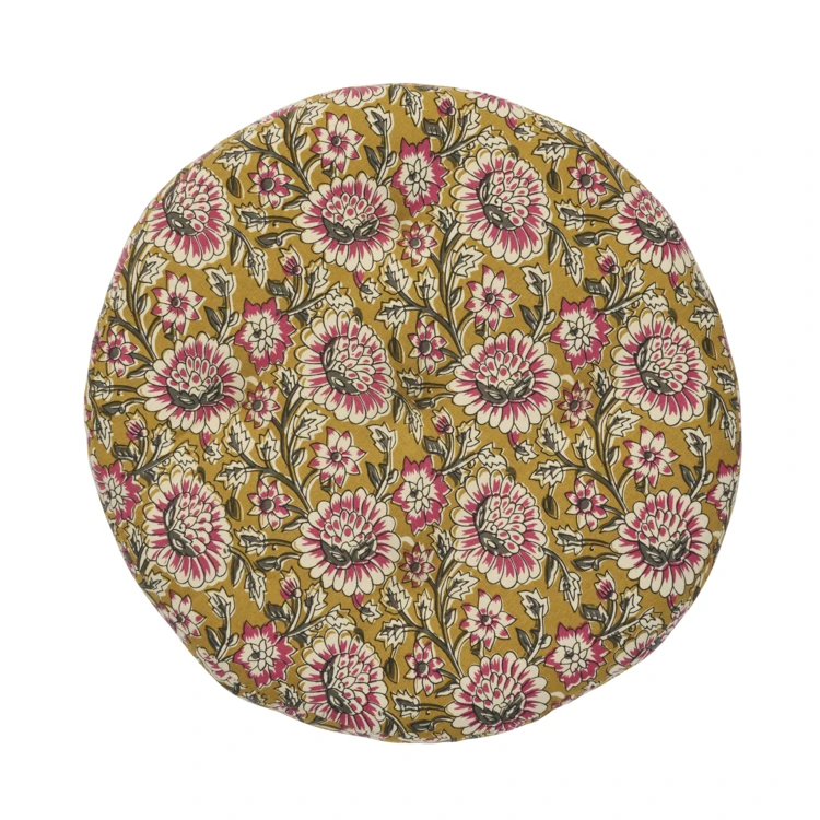 Funda de silla redonda 100 % algodón con estampado floral indio de MADAM STOLTZ