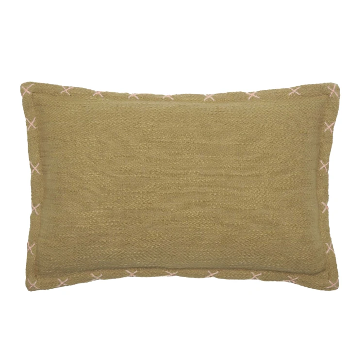 Housse de coussin brodée avec motifs en croix