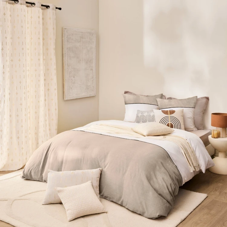 Conjunto de roupa de cama em tecido de algodão liso e bicolor