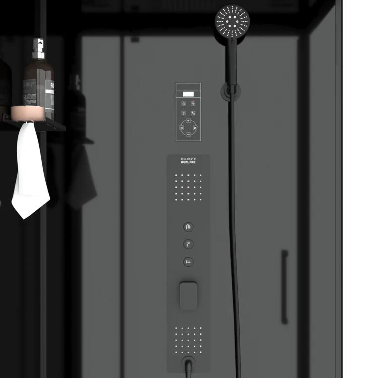 Cabine de douche hydromassante porte pivotante et panneau de contrôle tactile