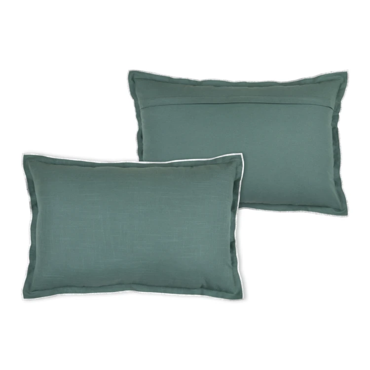 Coussin coton volant plat feston noir