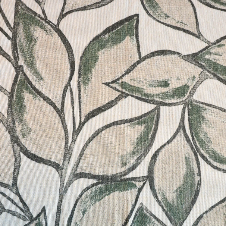 Rideau poly-lin imprimé feuilles aquarelle