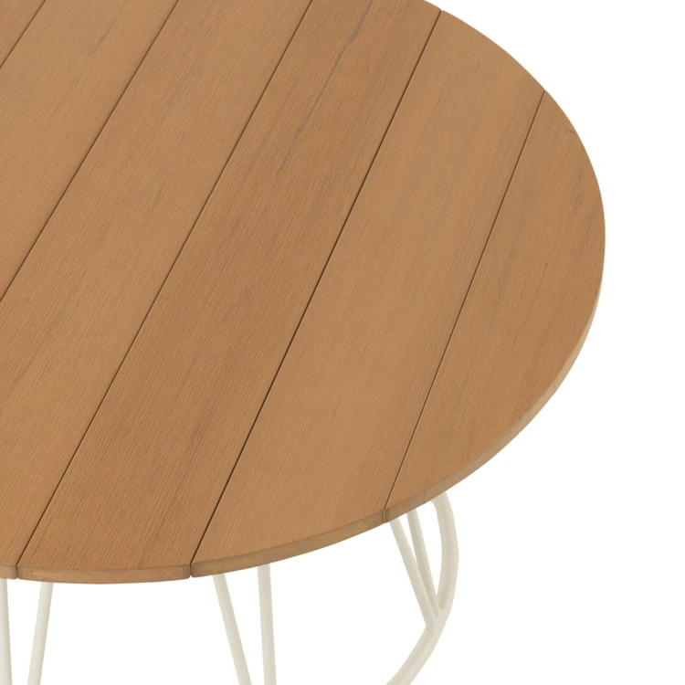Table basse ronde effet bois et fer