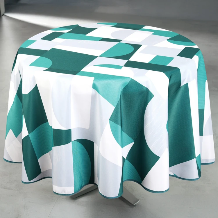Runde fleckenabweisende Tischdecke mit geometrischem Design