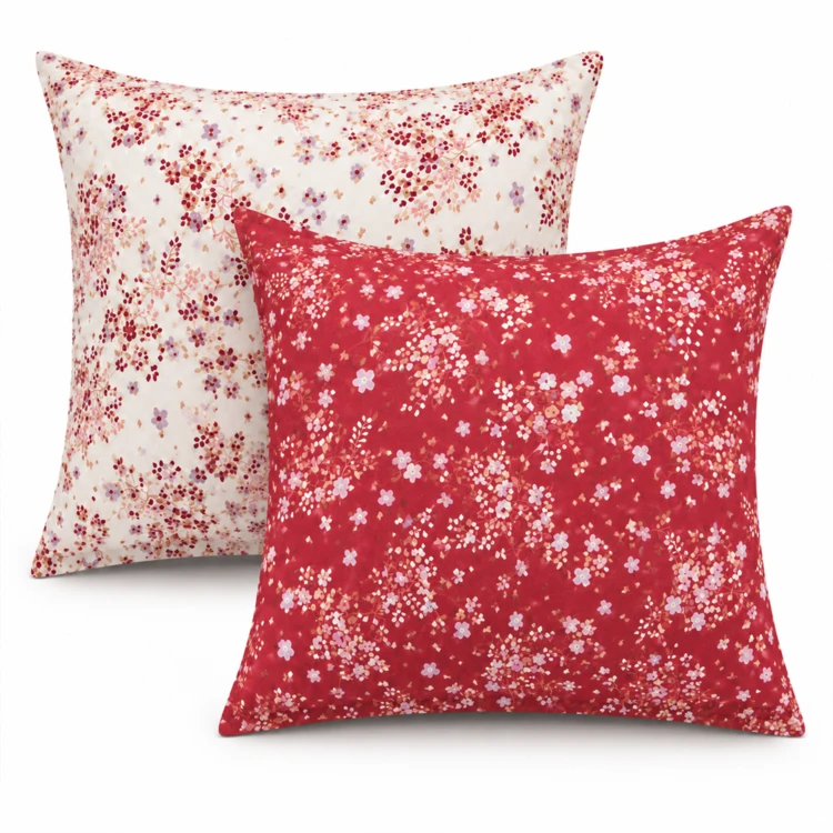 Kussensloop van 110 thread count satijn katoen met bloemmotief