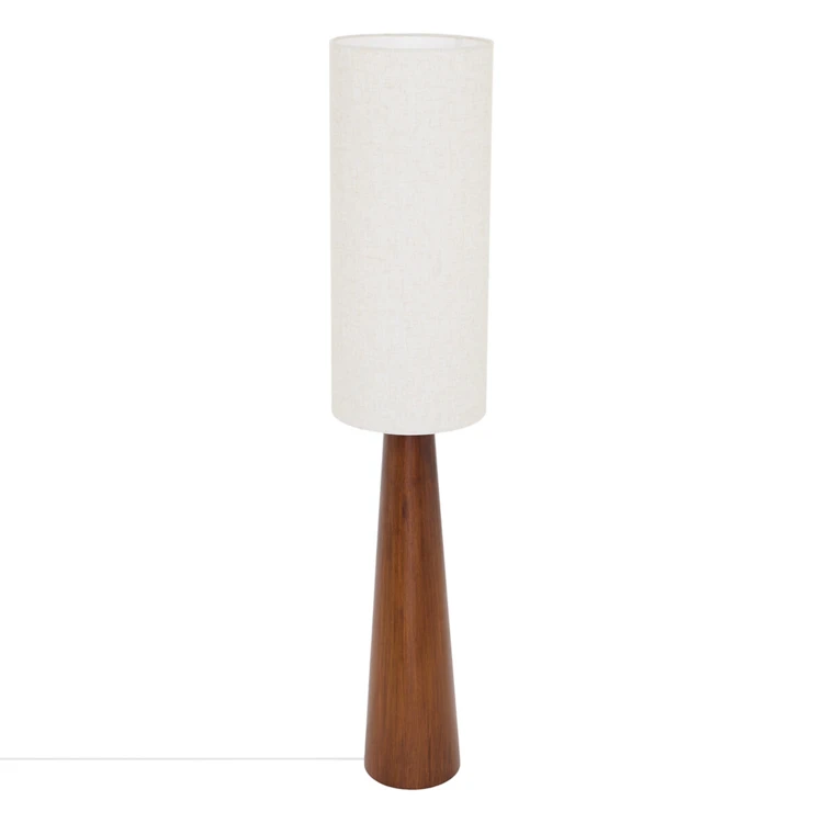 Lámpara de pie de madera con pantalla de algodón