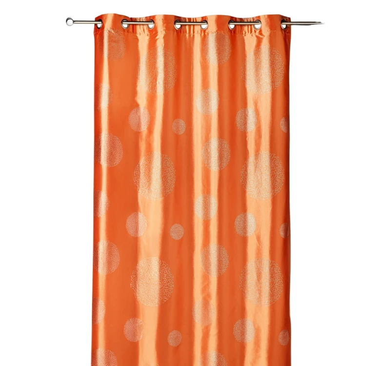 Cortina de tafetá estampado com círculos prateados
