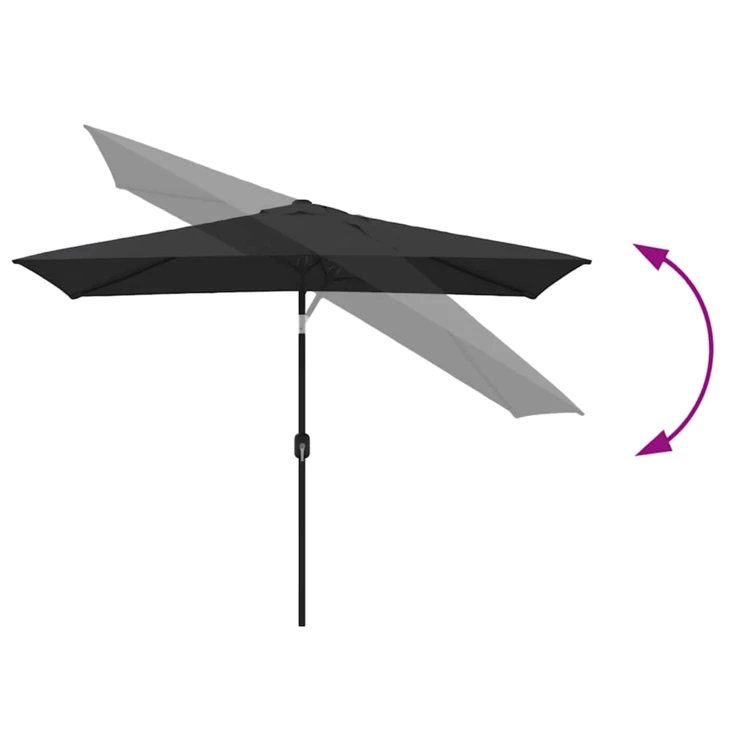 Parasol d'extérieur rectangulaire inclinable