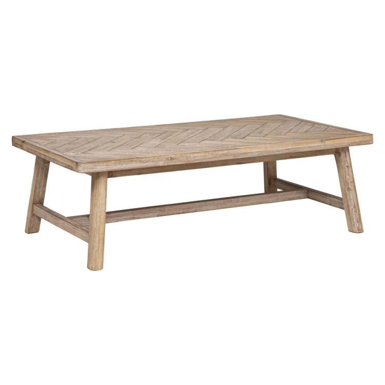 Mesa de centro de acacia con tablero en espiga