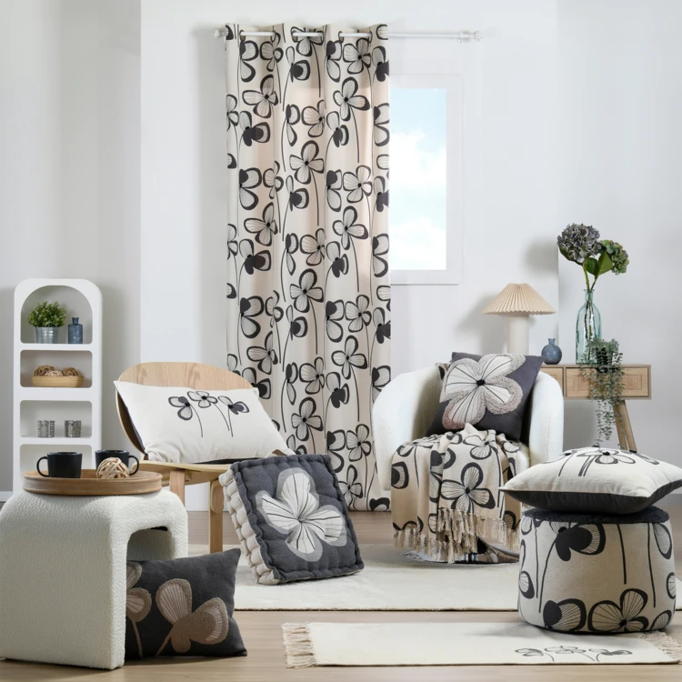 Rideau floral graphique moderne