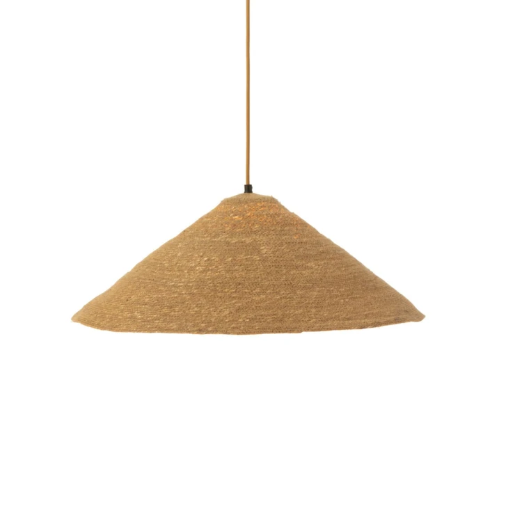 Pendelleuchte in Hutform aus Seegras