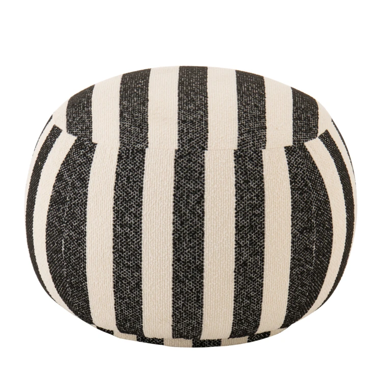 Pouf rond en tissu rayé