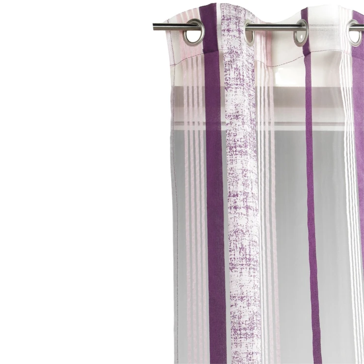 Cortina de organza com riscas jacquard