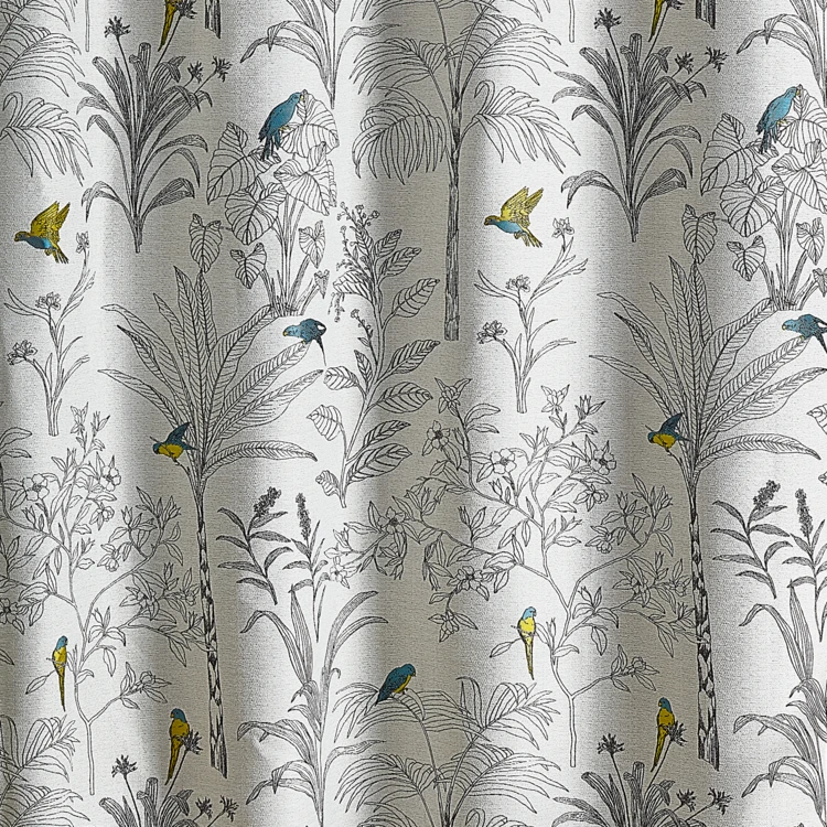 Tende Jacquard con stampa floreale e pappagalli