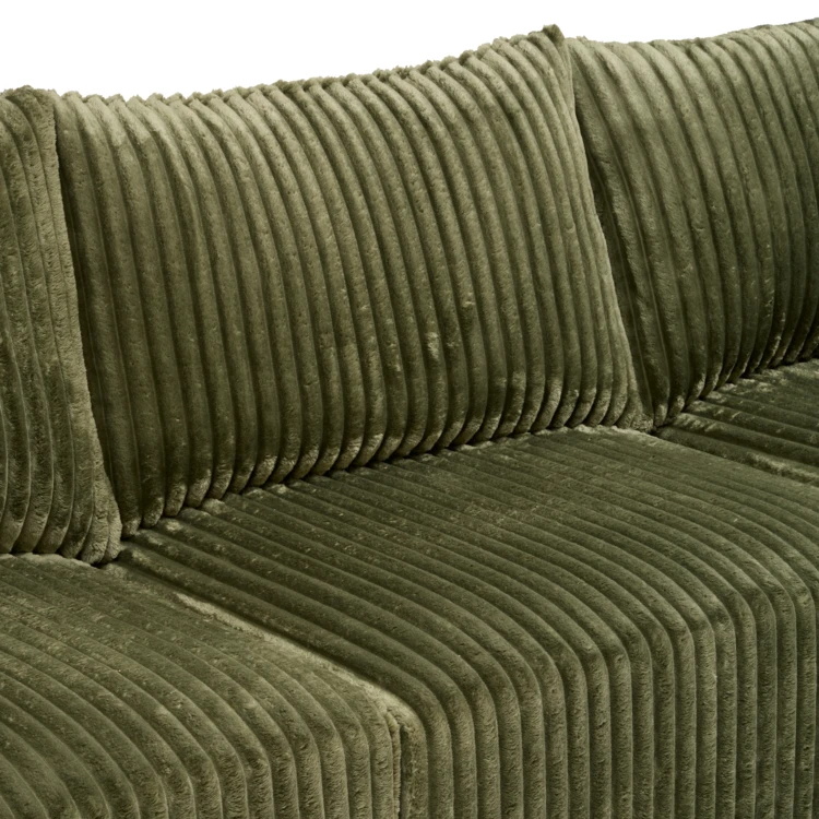 3-Sitzer-Ecksofa aus geripptem Stoff