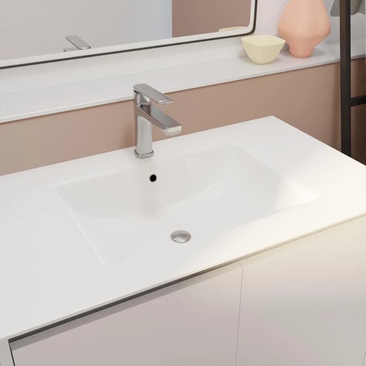 Meuble de salle de bains sur pieds avec 2 portes et vasque