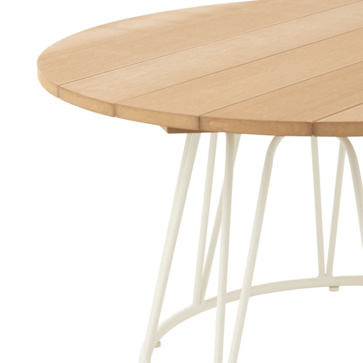 Table basse ronde effet bois et fer