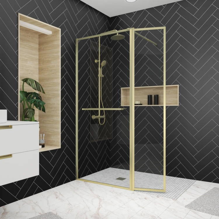 Paroi de douche à l’italienne 3-en-1 avec volet pivotant