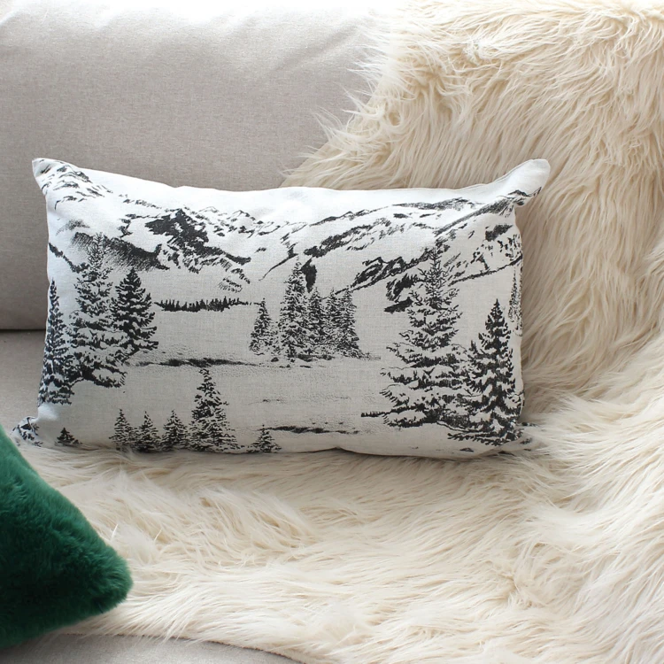 Coussin décoratif déhoussable style montagne
