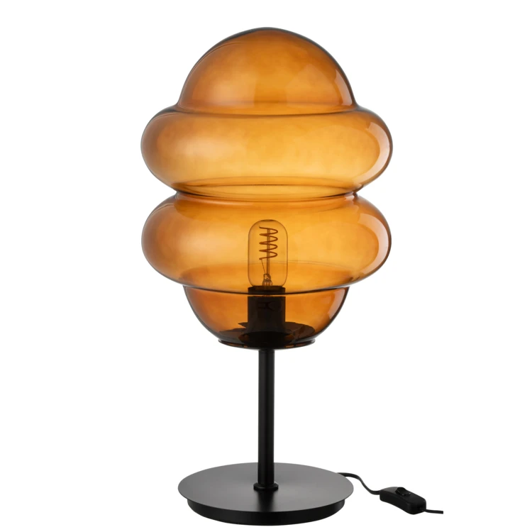 Tafellamp van rookglas, vintage ontwerp