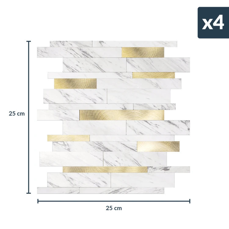 4er-Set selbstklebende 3D-Wanddekorationen mit Lamellenmuster