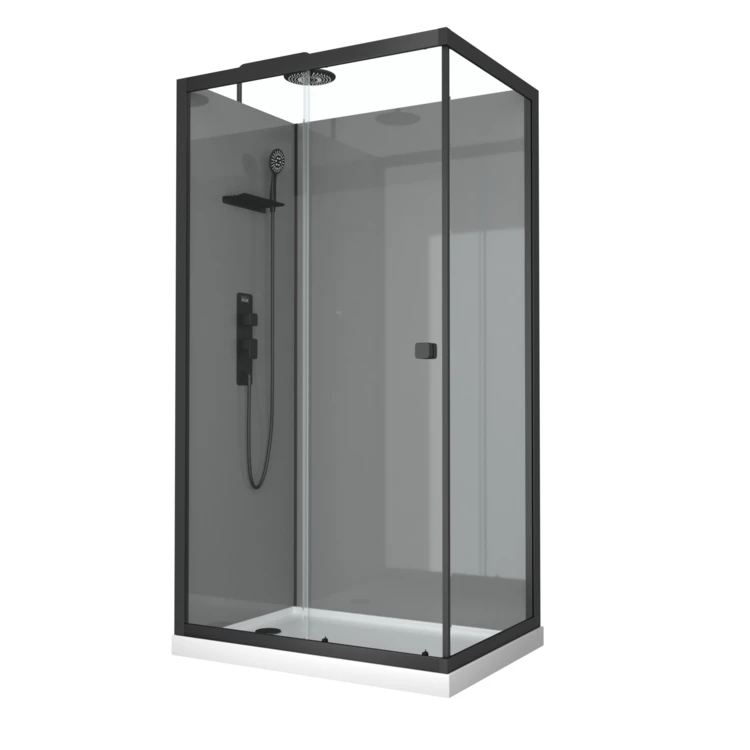 Cabine de douche rectangulaire avec receveur bas et porte coulissante