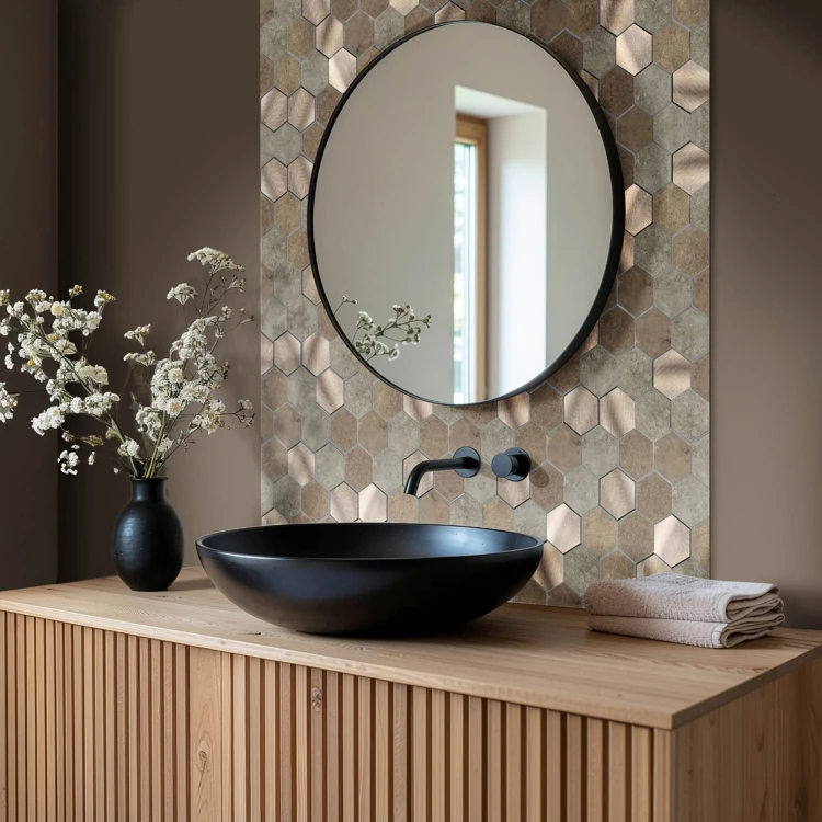 Lot de 4 crédences adhésives murales 3D effet carrelage hexagonal