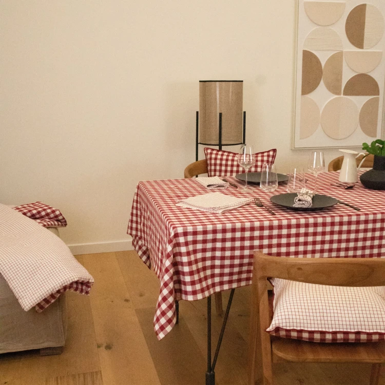 Toalha de mesa retangular em Vichy 100% algodão