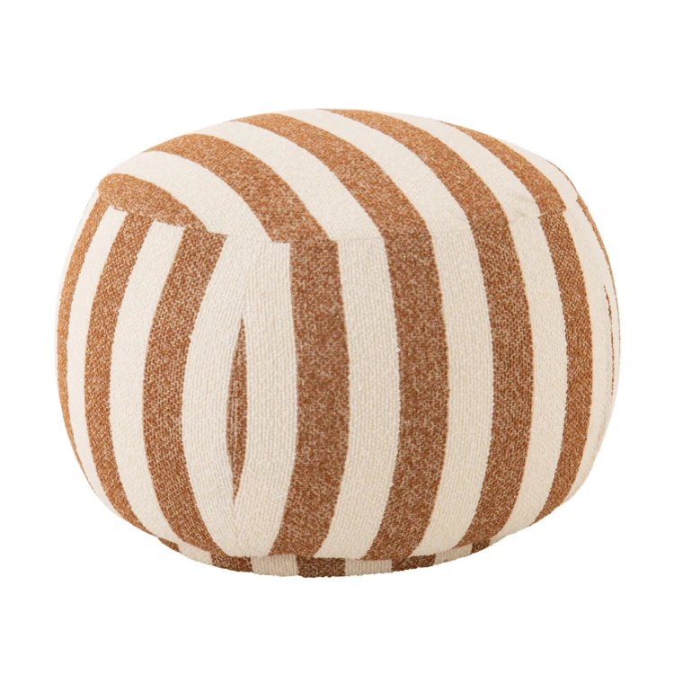 Pouf rond en tissu rayé