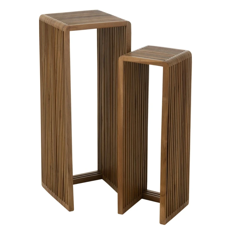 Meuble console gigogne cubique en teck lot de 2