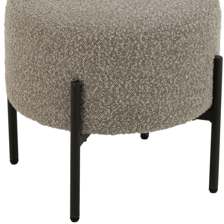 Petit tabouret rond en bois et tissu bouclette