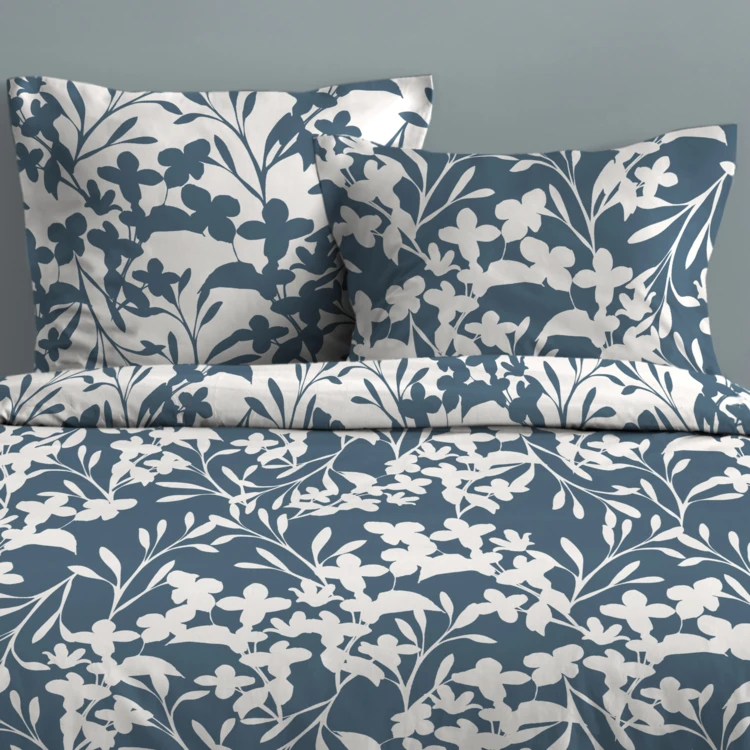 Conjunto de 3 peças de roupa de cama de algodão com estampado floral, capa + fronhas