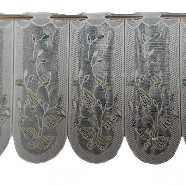Brise-bise brodé à motifs feuillages