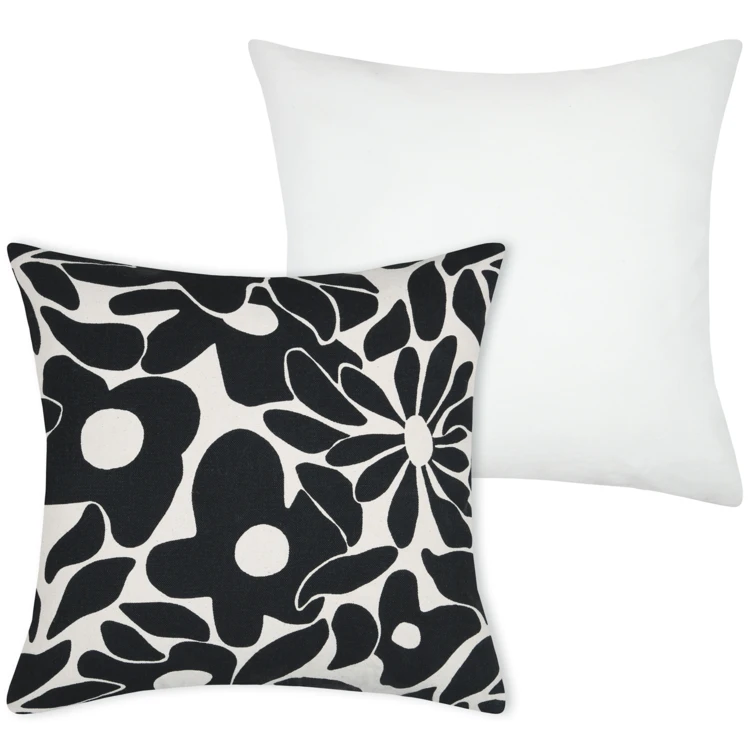 Housse de coussin imprimée graphique en coton