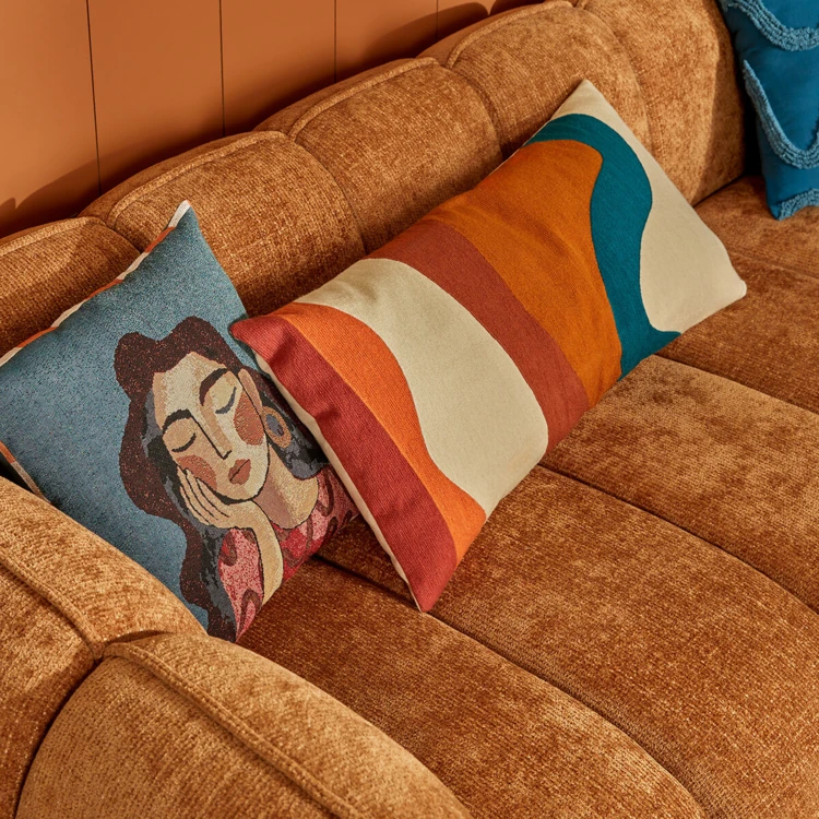 Coussin décoratif jacquard à motif portrait