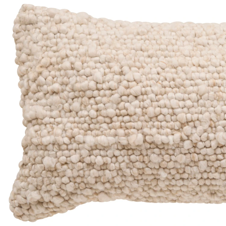Coussin rectangulaire effet laine déhoussable