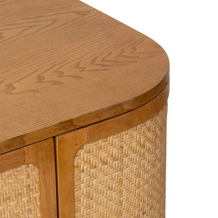 Buffet 4 portes en bois avec cannage