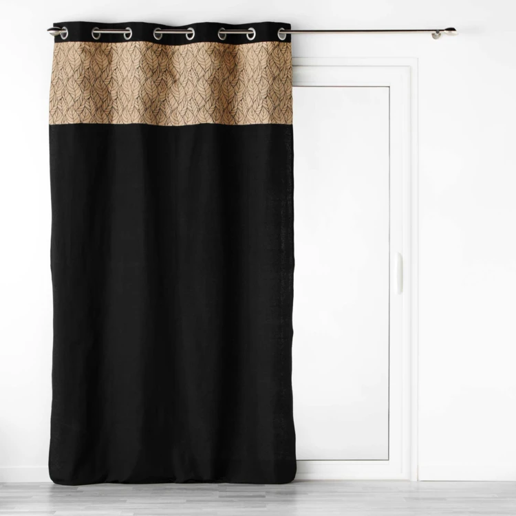 Cortina bimaterial con tejido de yute estampado