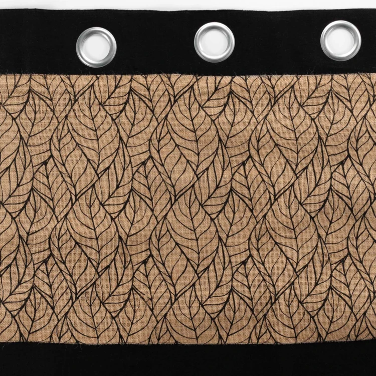 Cortina bimaterial con tejido de yute estampado