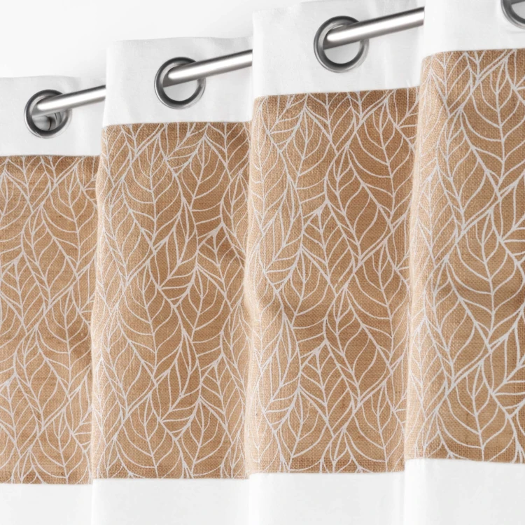 Cortina bimaterial con tejido de yute estampado