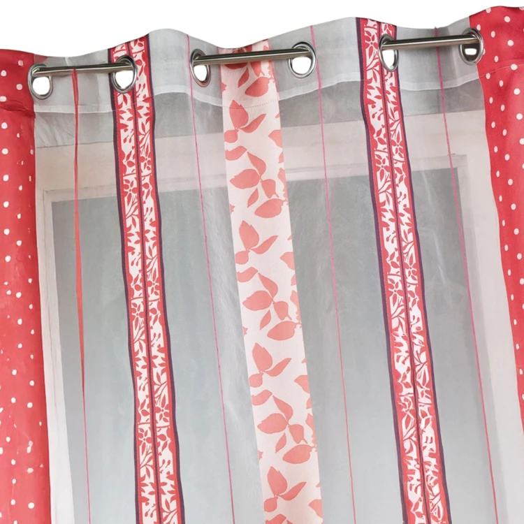 Tenda in organza jacquard a righe verticali con motivi