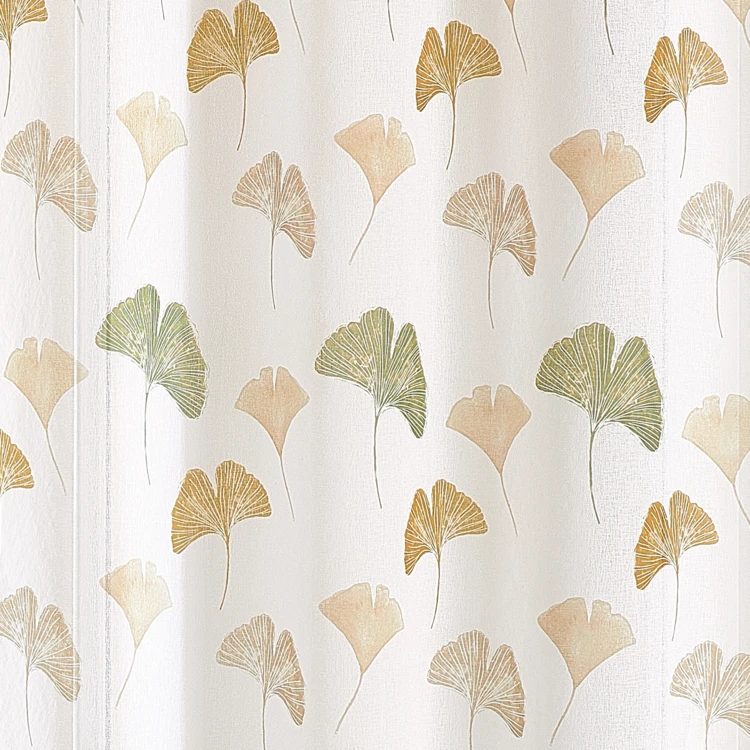 Telas leves estampadas com motivos de ginkgo