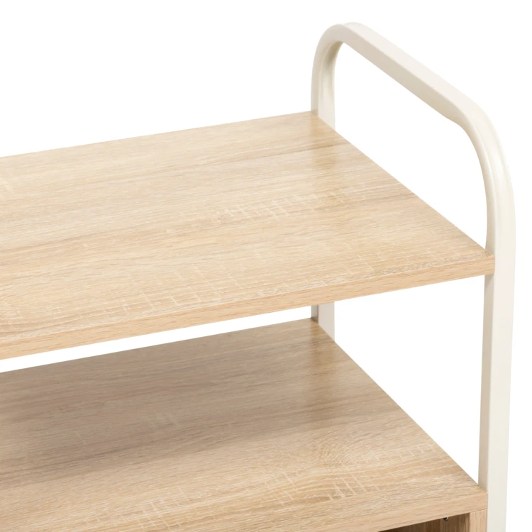 Nachttisch mit Ablage und Nische aus Holz
