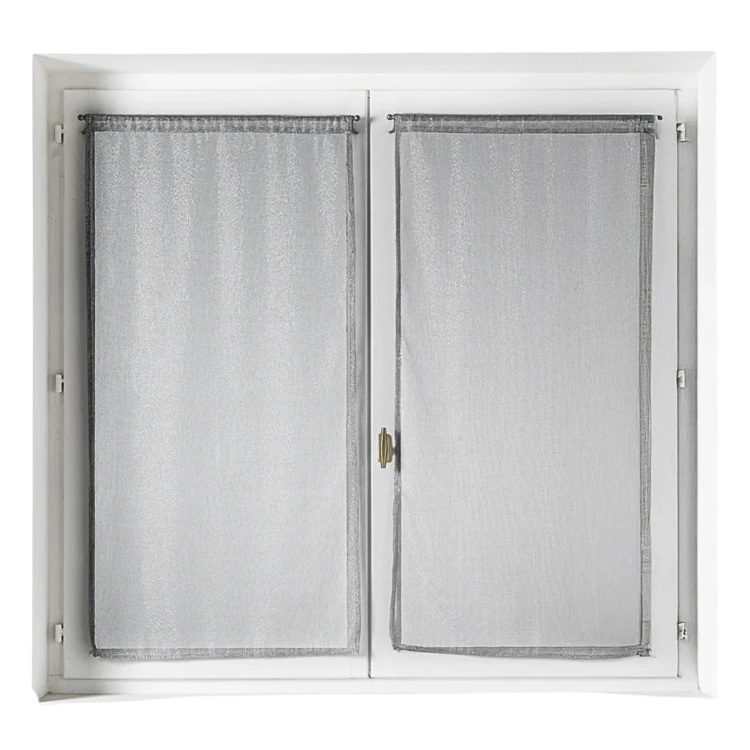 Par de visillos para ventanas con efecto de malla y hilos de lurex